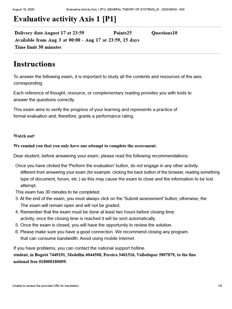 Evaluation Activity Axis 1 (P1) - GENERAL SYSTEMS THEORY - IS - 2020 ...