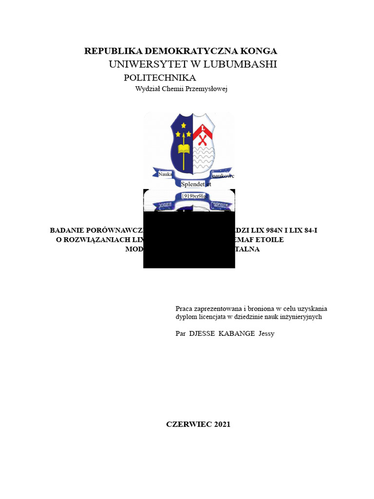 Porównawcze Badania Wydajności Ekstrakcji Miedzi Lix 984N I Lix 84 ...