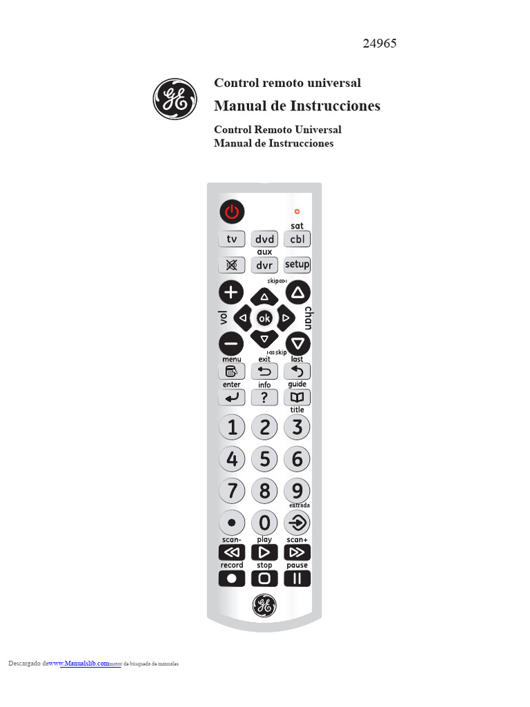 Manual del Control Remoto Universal GE | PDF | Control remoto | Radio