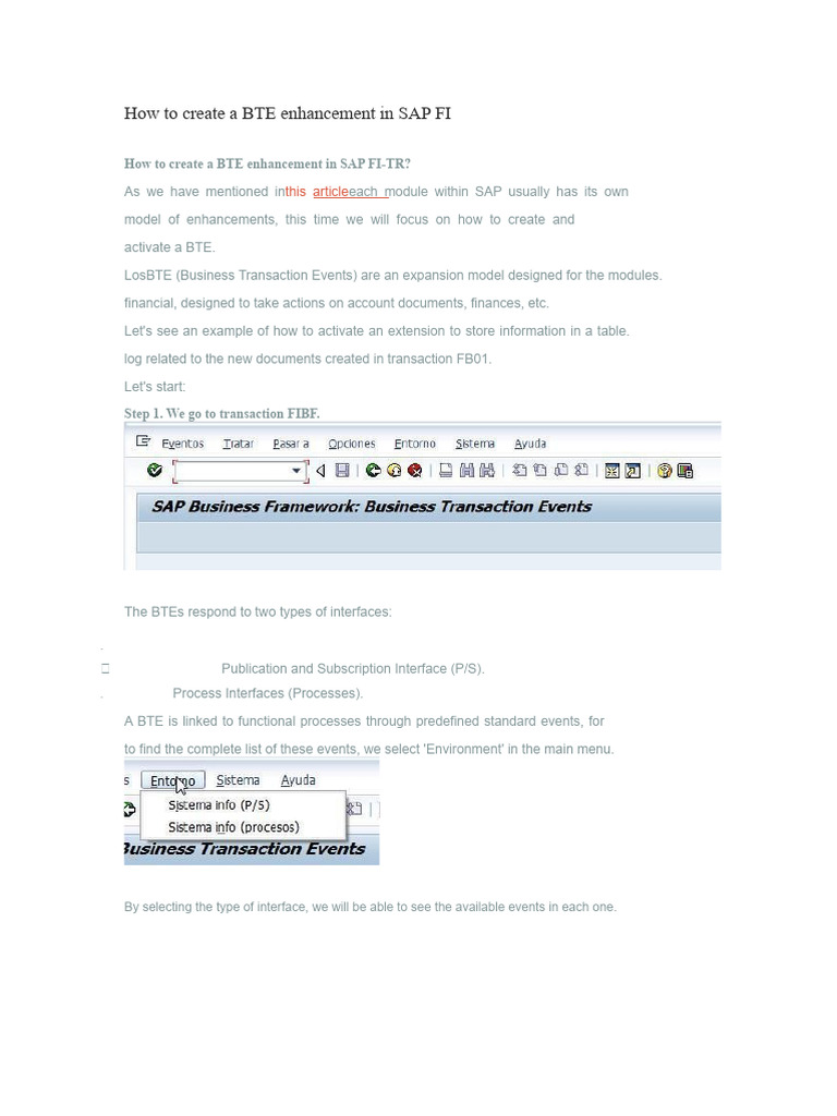 Create BTE Enhancements in SAP FI | PDF | Interface (Computing ...