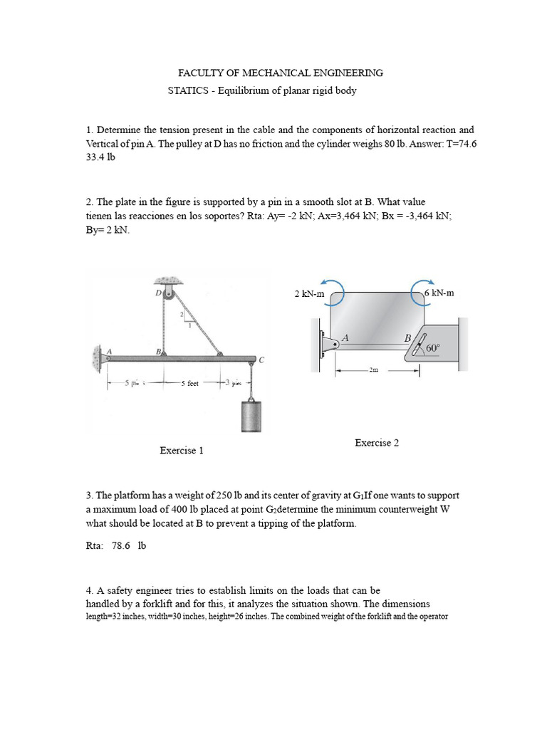 Statics: Equilibrium of Rigid Bodies | PDF | Force | Friction