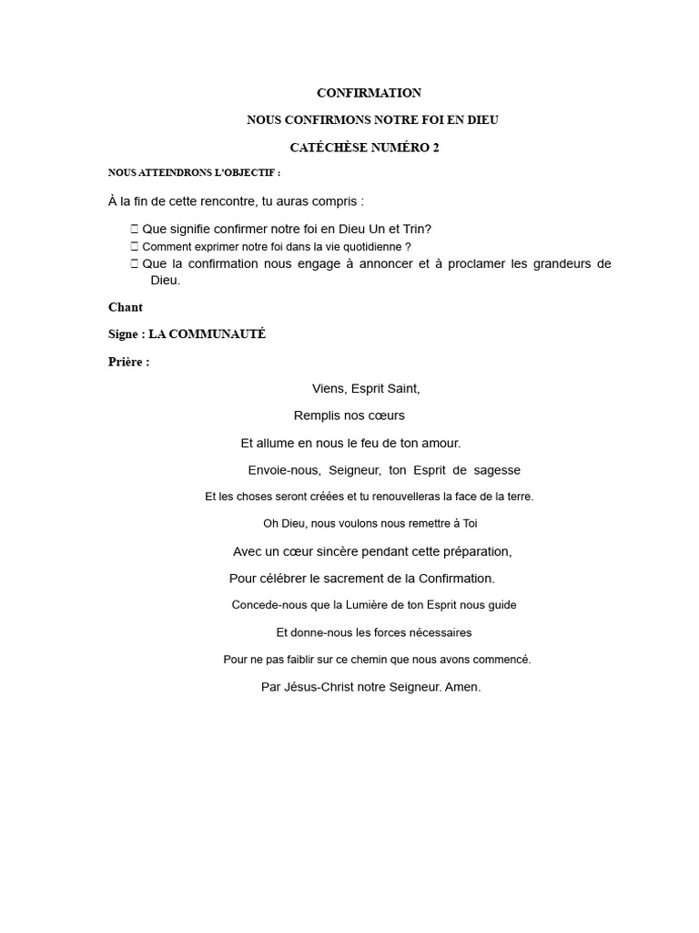 Confirmation de la foi en Dieu Trinitaire | PDF | Trinité | Saint-Esprit