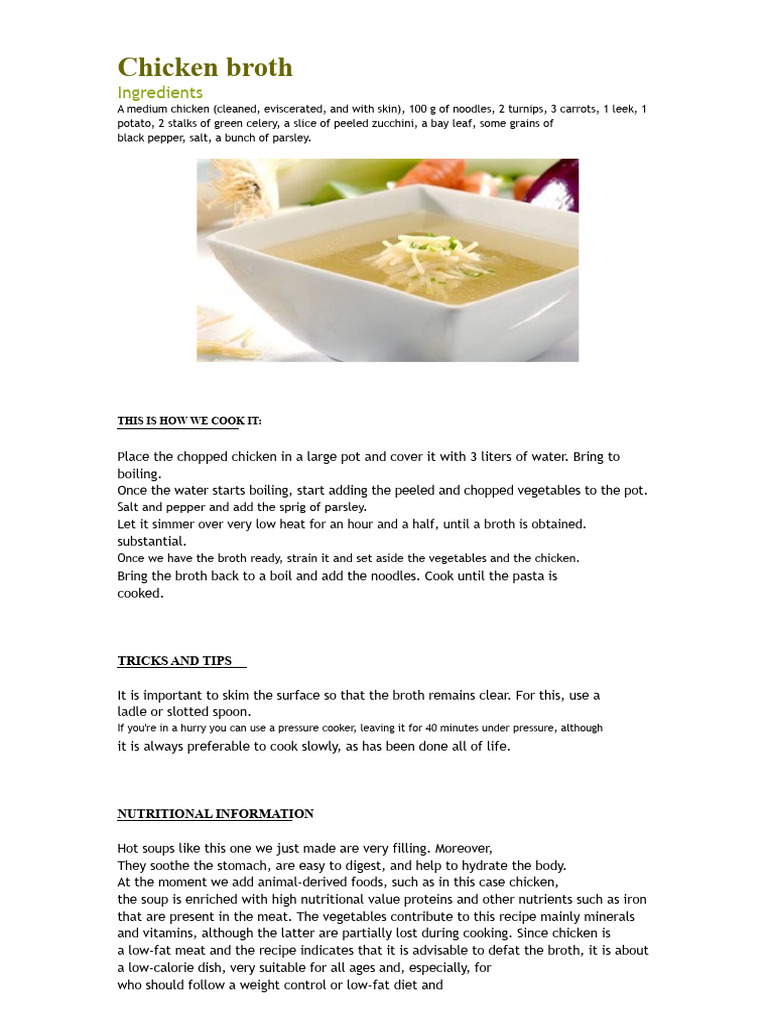 Chicken Broth | PDF