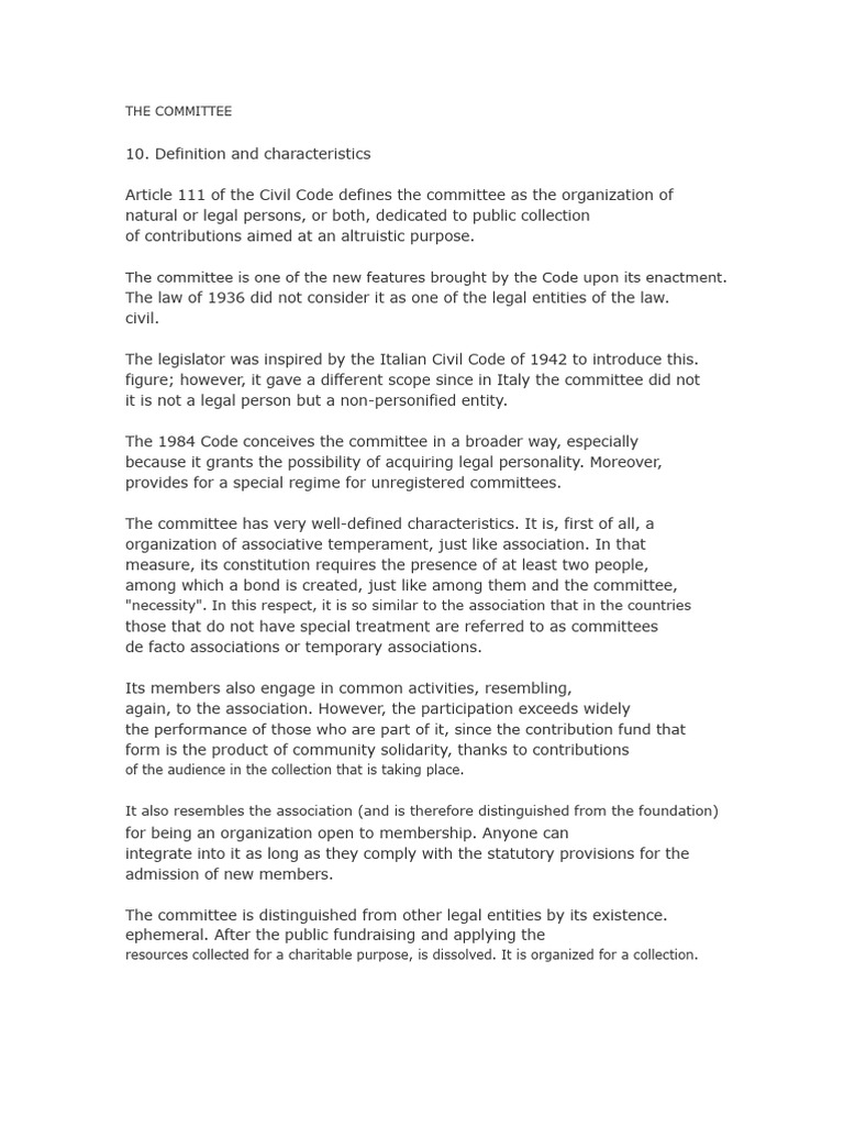THE COMMITTEE Civil Code | PDF | Altruism | Committee