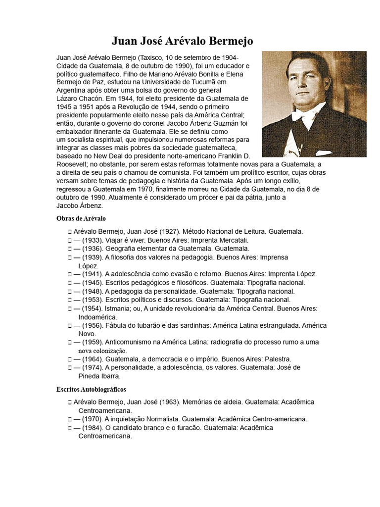 Juan José Arévalo Bermejo | PDF | Guatemala