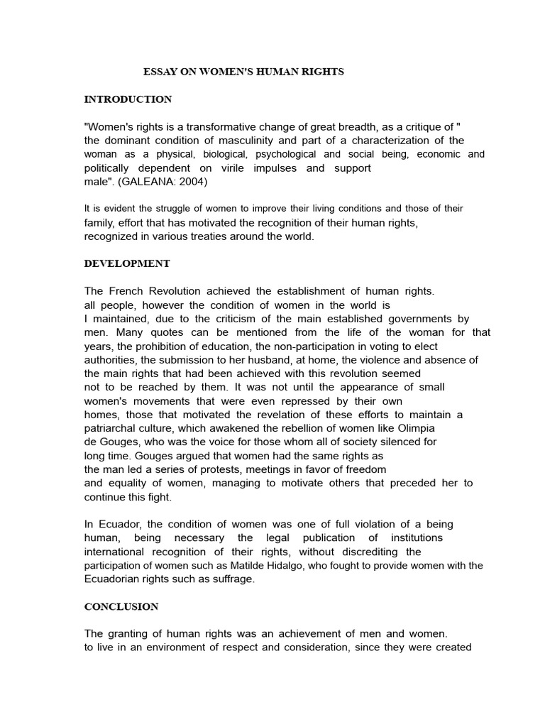 Essay On Women's Human Rights | PDF