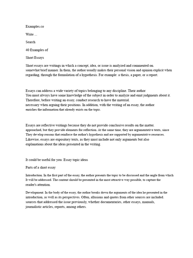 40 Short Essay Examples and Types | PDF | Essays | Bibliography