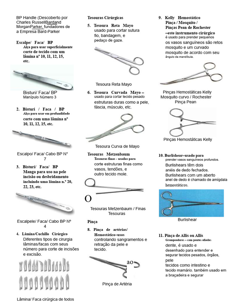 Tipos de Pinças Manuais Cirúrgicas | PDF