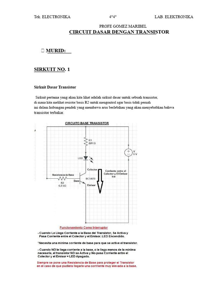 Sirkuit Transistor dan Sensor Cahaya | PDF