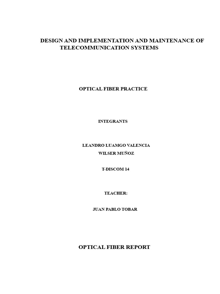 Optical Fiber Report | PDF | Optical Fiber | Optics