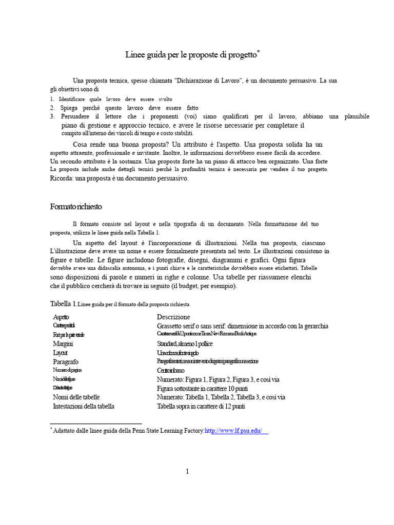 Linee Guida Per La Proposta | PDF