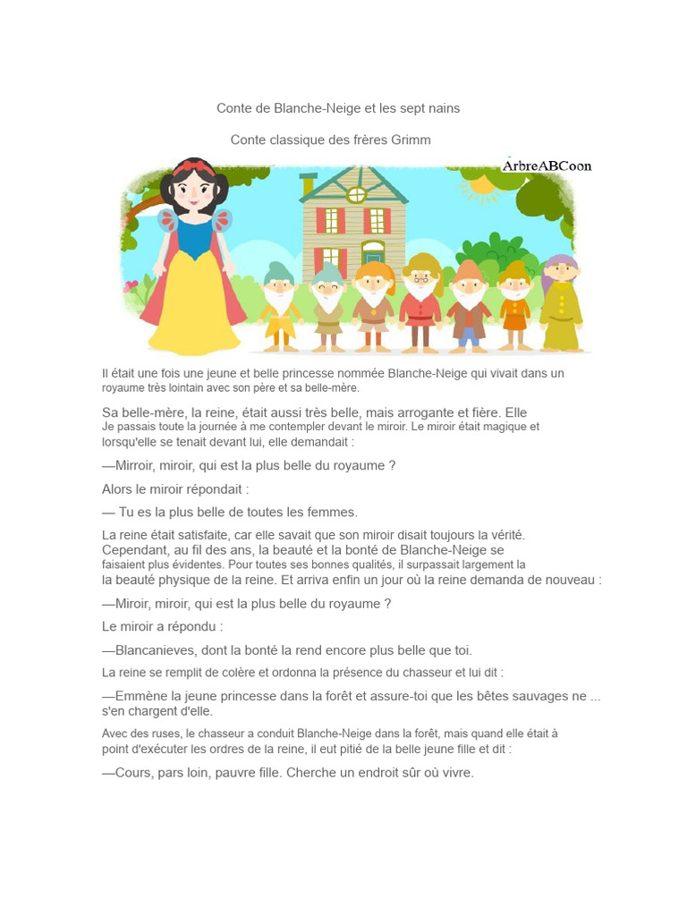 Conte de Blanche-Neige et les sept nains | PDF | Blanche-Neige
