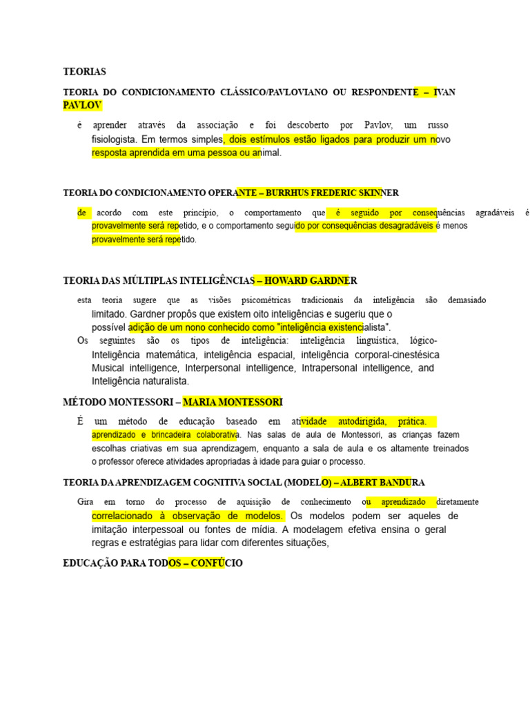 Teorias de Aprendizagem e Desenvolvimento | PDF | Aprendizado | Psicanálise