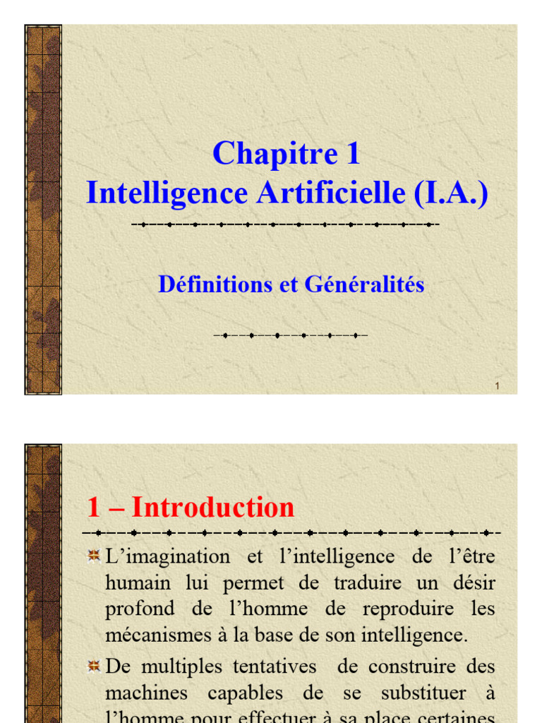 Introduction à l'Intelligence Artificielle | PDF | Intelligence ...