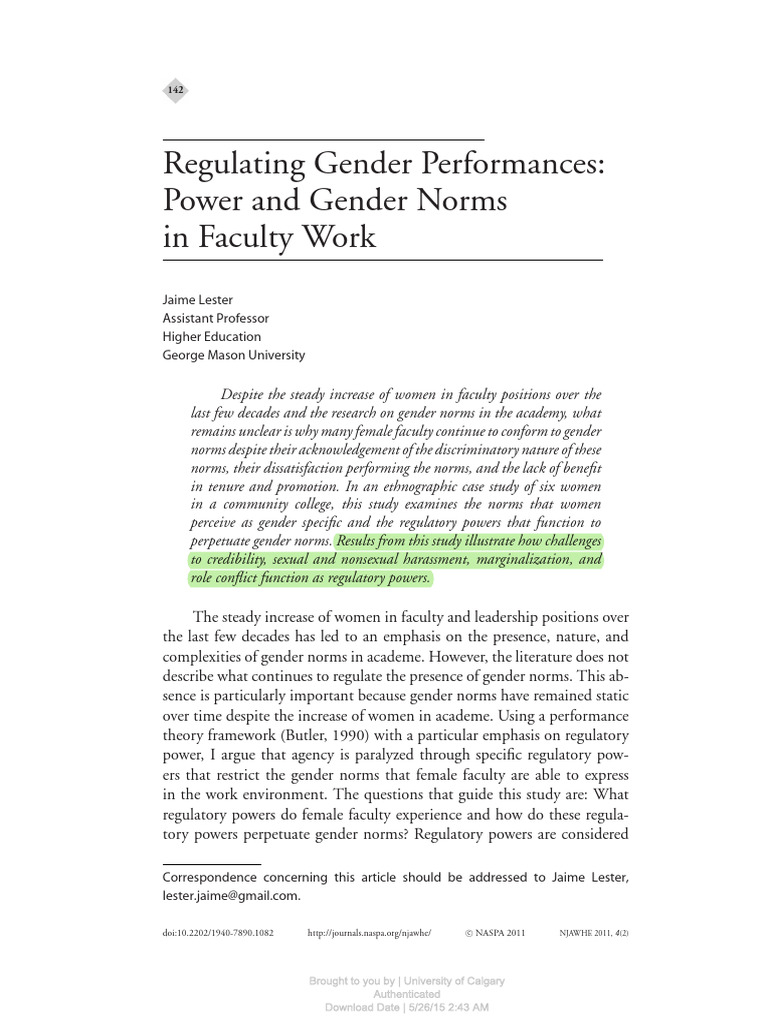 Gender Norms in Faculty Work | PDF | Gender | Gender Studies