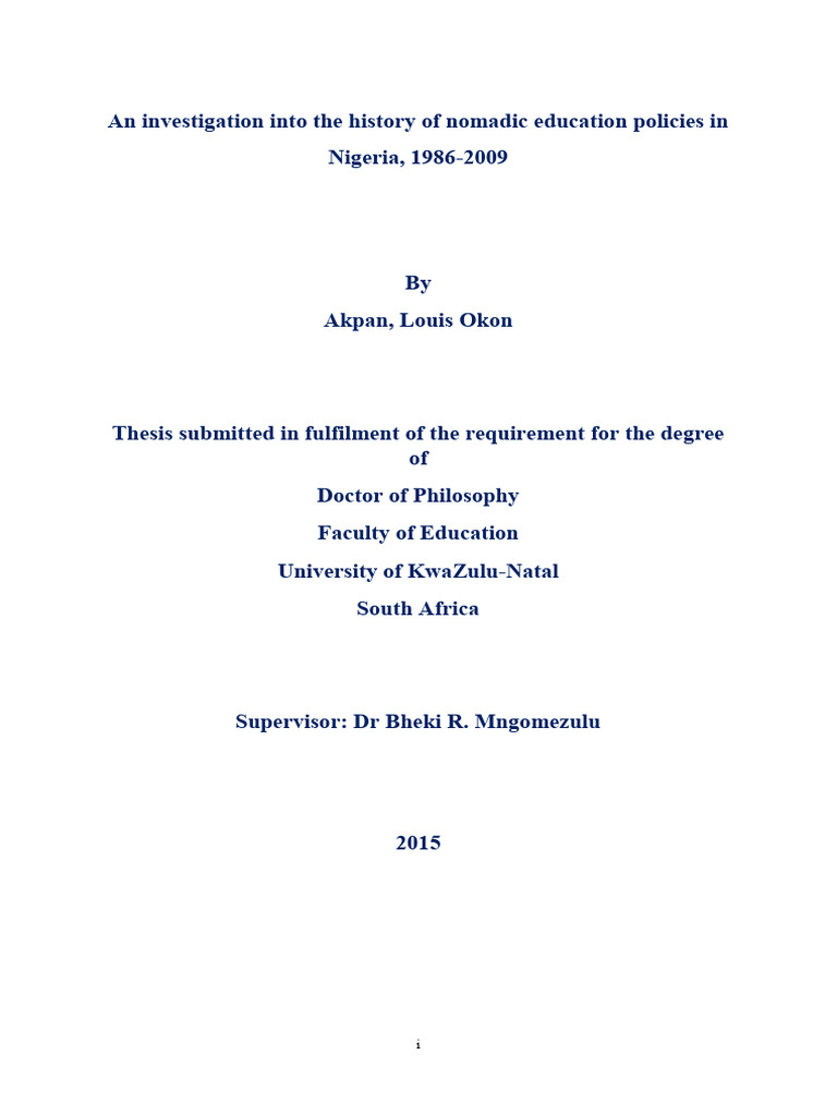 Nomadic Education Policies in Nigeria | PDF | Nigeria | Thesis