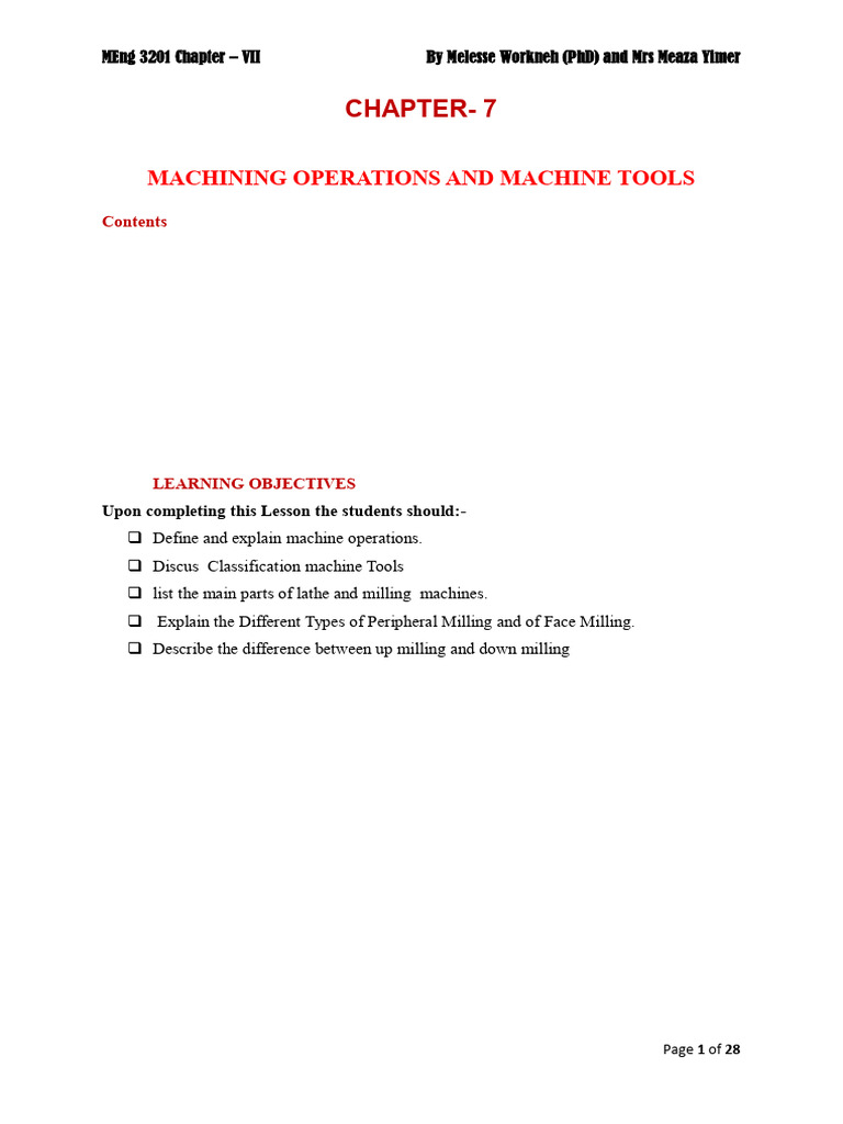 Machining Operations and Tools Overview | PDF | Machining | Gear