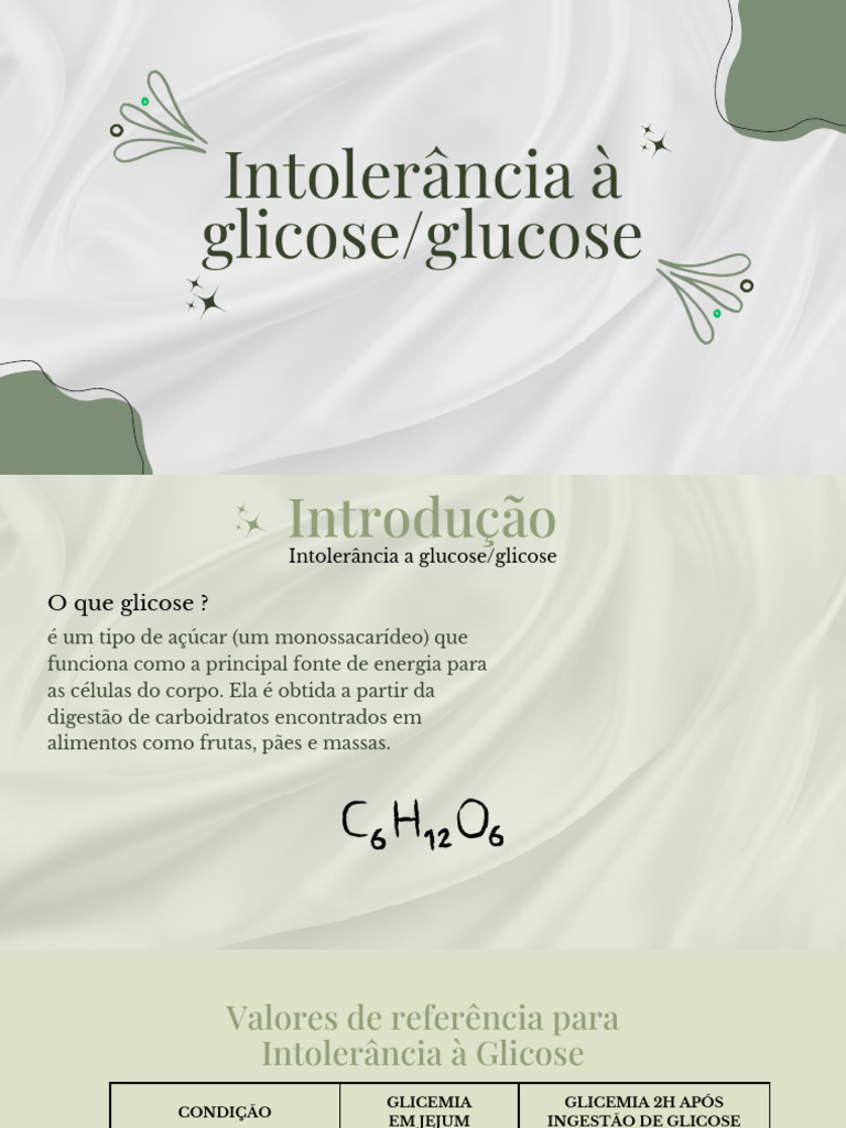 Intolerância à Glicose: Causas e Tratamento | PDF | Glicose | Nutrição
