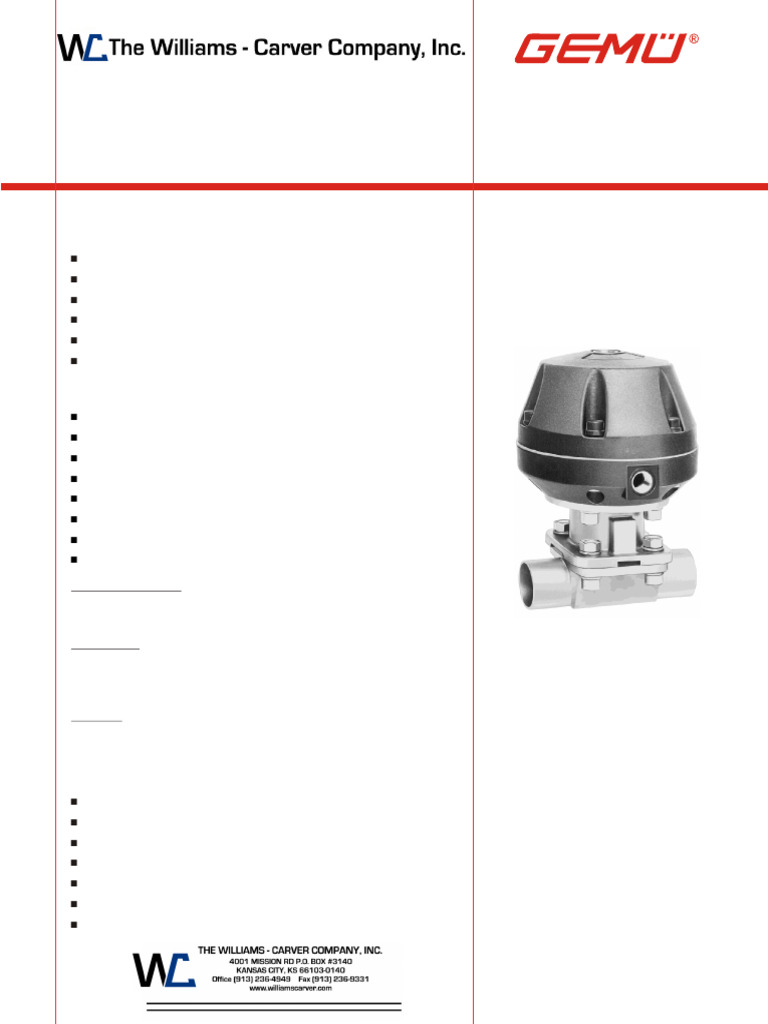 GEMÜ Type 687 Sanitary Diaphragm Valve | PDF | Valve | Pipe (Fluid ...