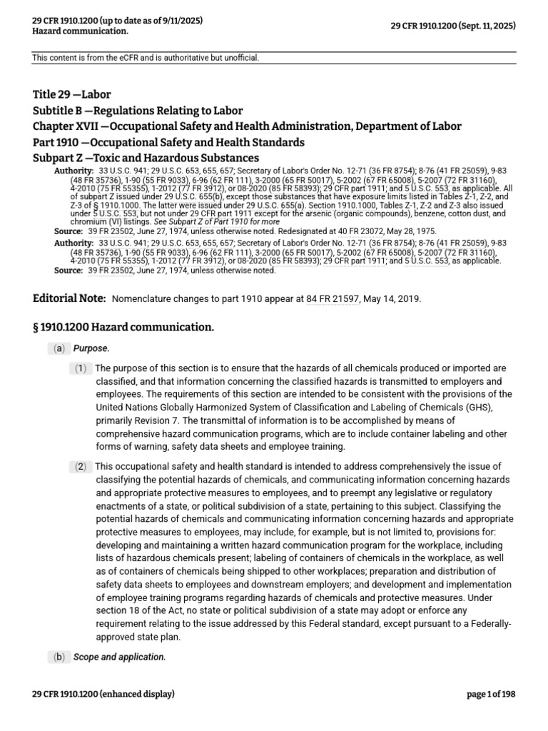 OSHA Hazard Communication Standards | PDF | Dangerous Goods