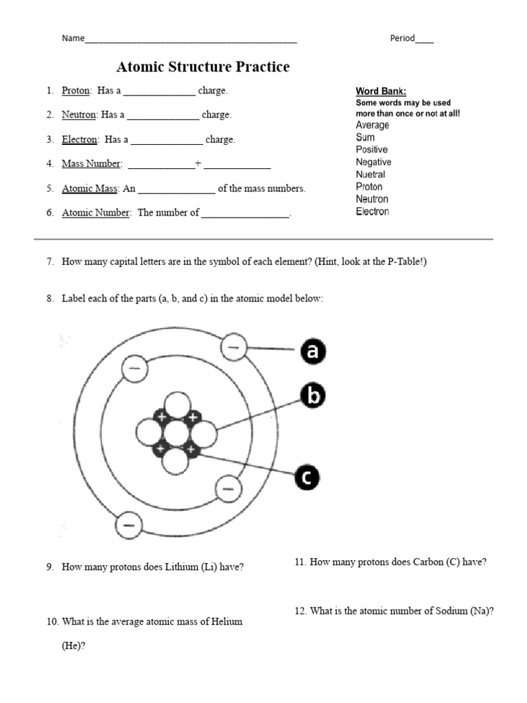 02 Atomic Structure Practice + Turn in Assignment | PDF