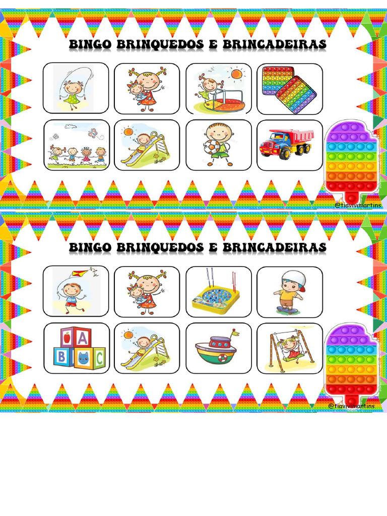 Bingo Dia Das Criancas Brinquedos e Brincadeiras VBQGRC | PDF