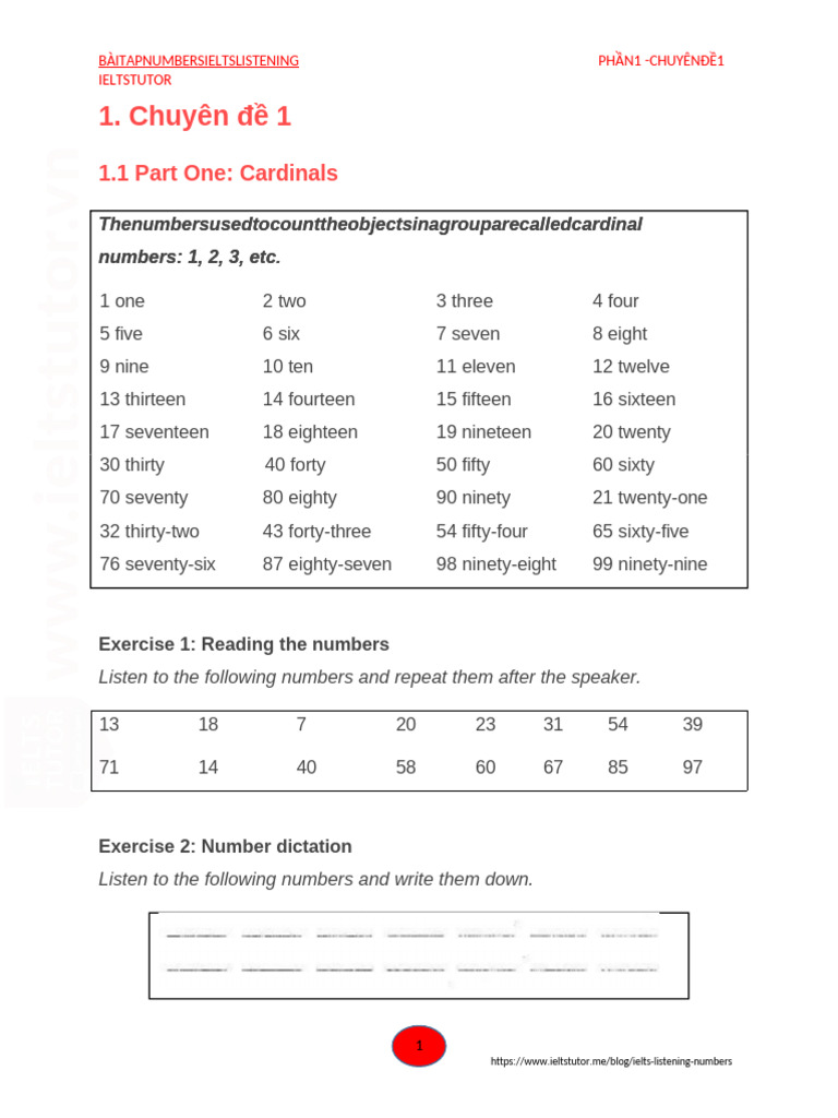 IELTS Listening Numbers Exercises | PDF | Christmas | Easter