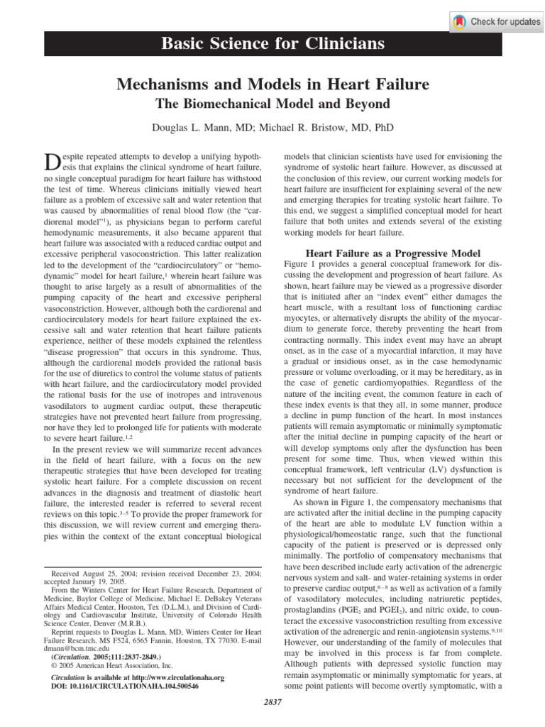 Mechanisms and Models in Heart Failure The Biomechanical Model and ...