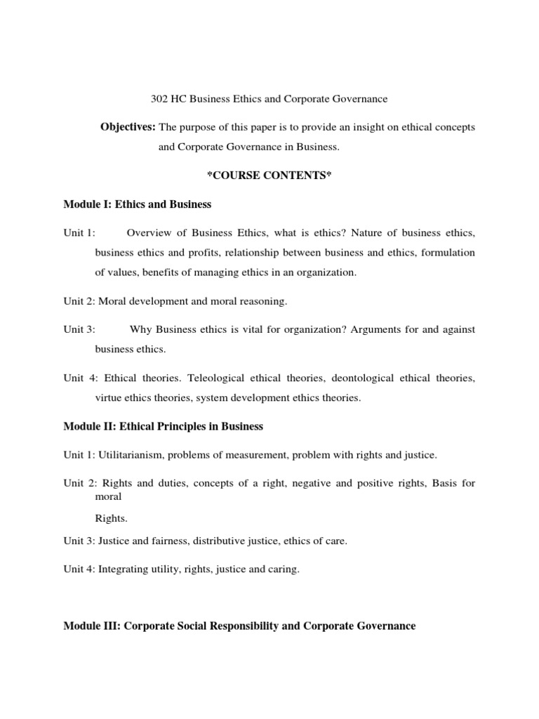 Business Ethics and Corporate Governance Guide | PDF | Portfolio ...