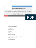 Graduate Admissions Guide For International Students and Overseas Koreans 2012 Fall Semester