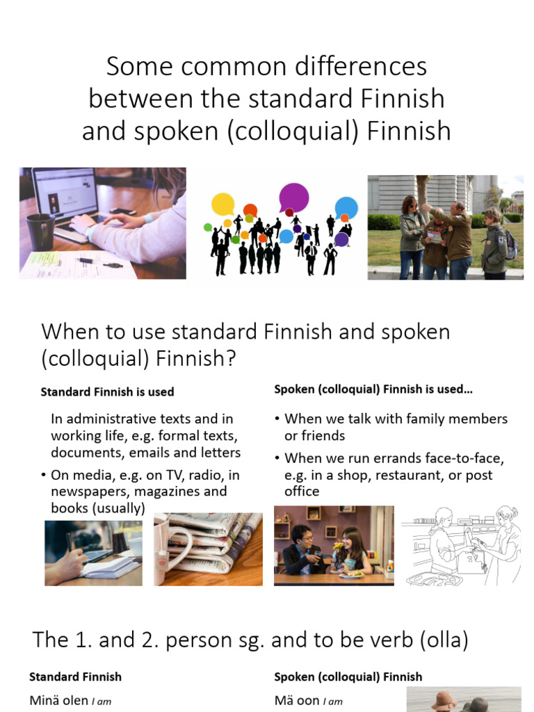Standard Vs Spoken Finnish | PDF