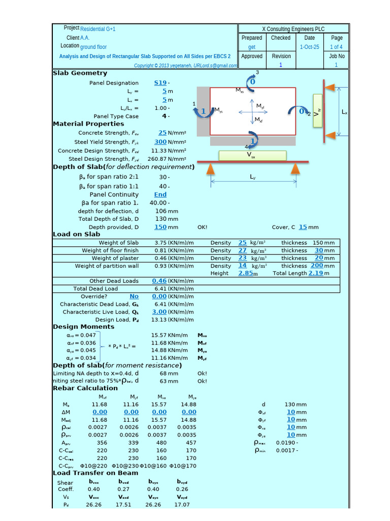 Solid Slab Design G+4 FROM19-32 | PDF | Beam (Structure) | Concrete