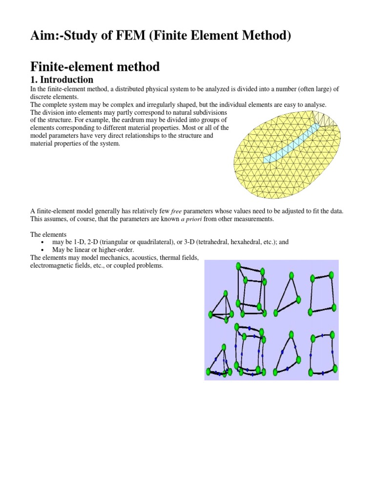 Aim:-Study of FEM (Finite Element Method) Finite-Element Method | PDF ...
