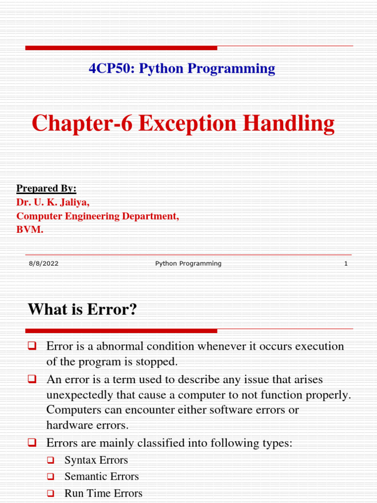 Python Exception Handling Guide | PDF | Parameter (Computer Programming ...