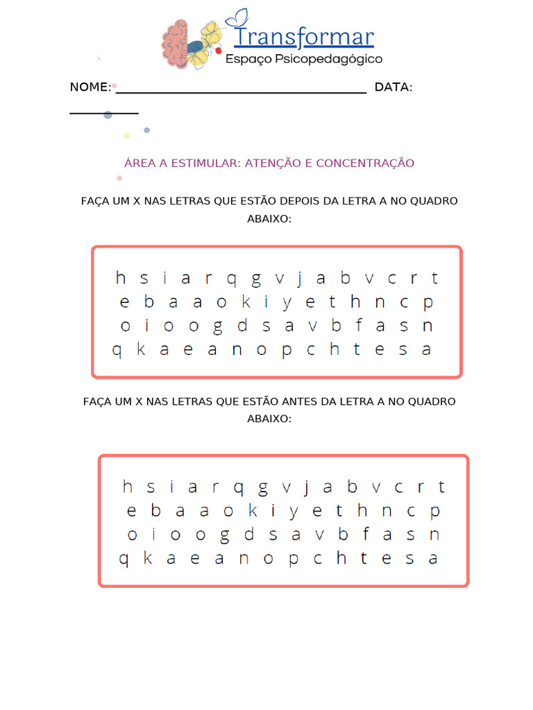 Atividades de Atenção e Concentração | PDF