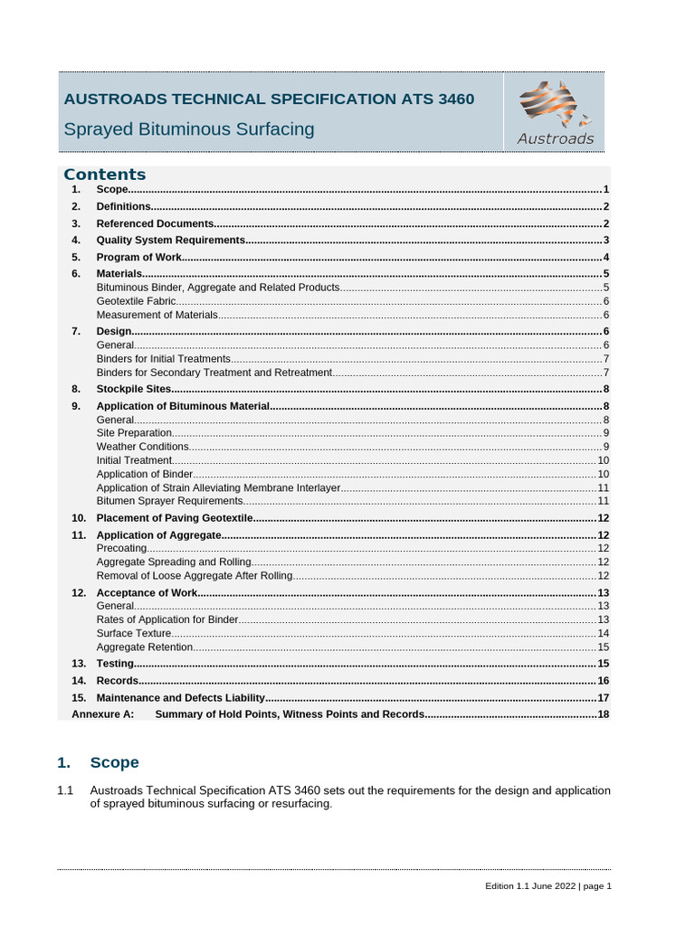 ATS-3460-22 Sprayed Bituminous Surfacing | PDF | Road Surface | Road