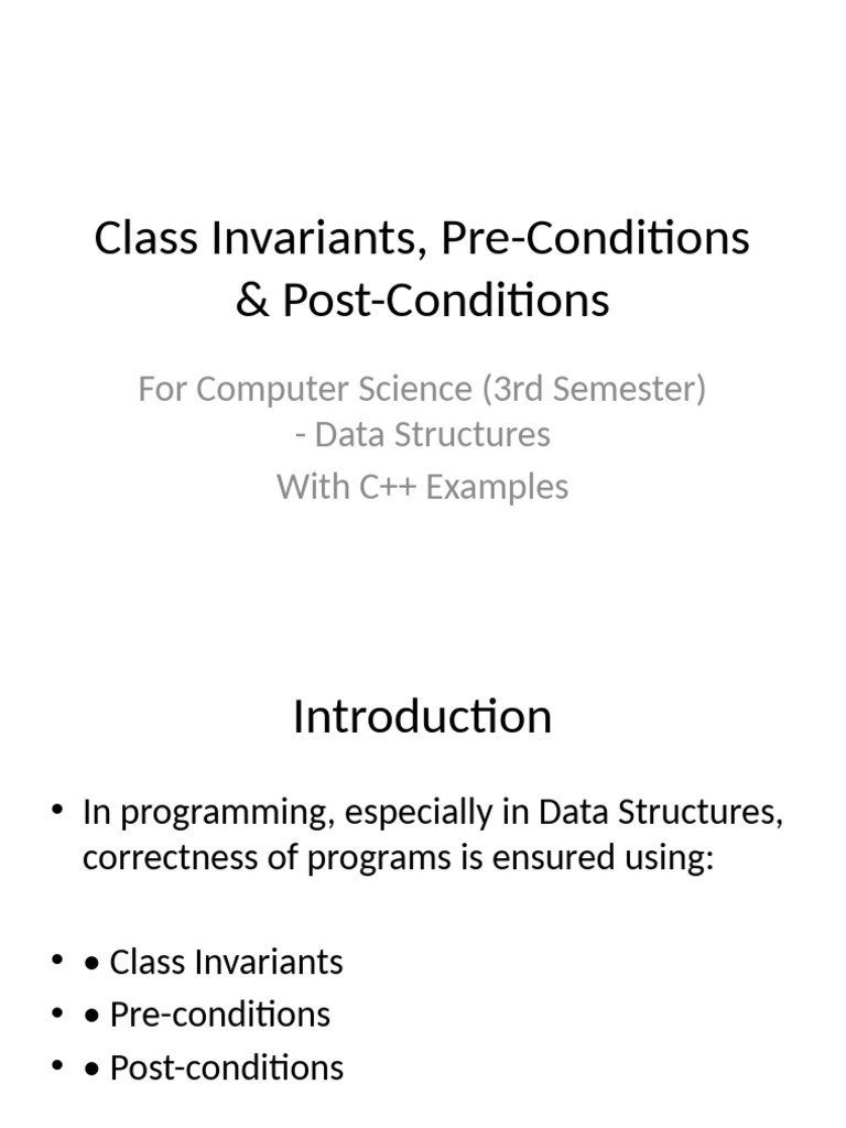 Class Invariants Pre Post Conditions | PDF