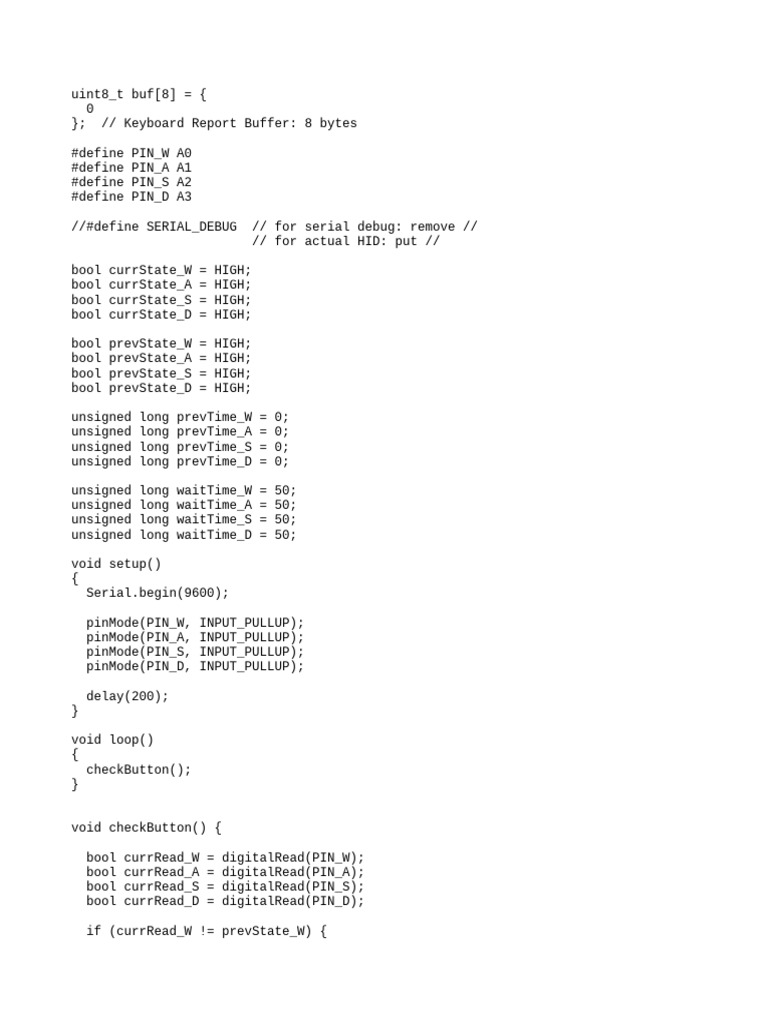 Arduino HID Keyboard Control Code | PDF