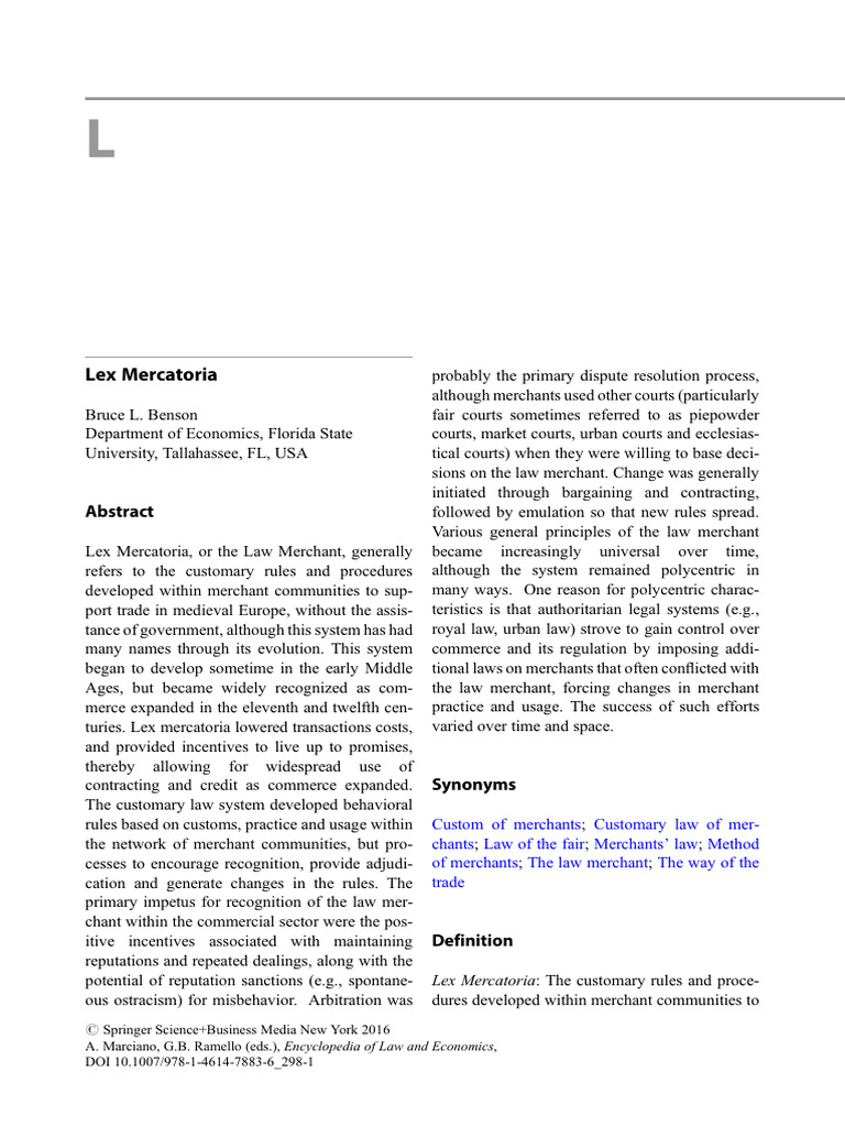 Understanding Lex Mercatoria: Law Merchant | PDF | Arbitration | Justice
