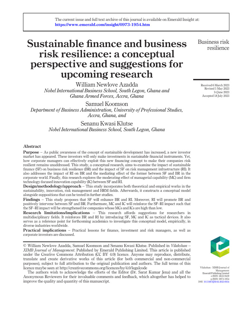 10 1108 - XJM 02 2023 0034 | PDF | Psychological Resilience | Risk ...