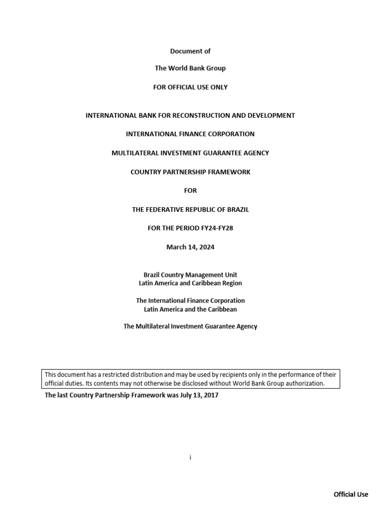Brazil Country Partnership Framework FY24-28 | PDF | Fiscal Policy ...
