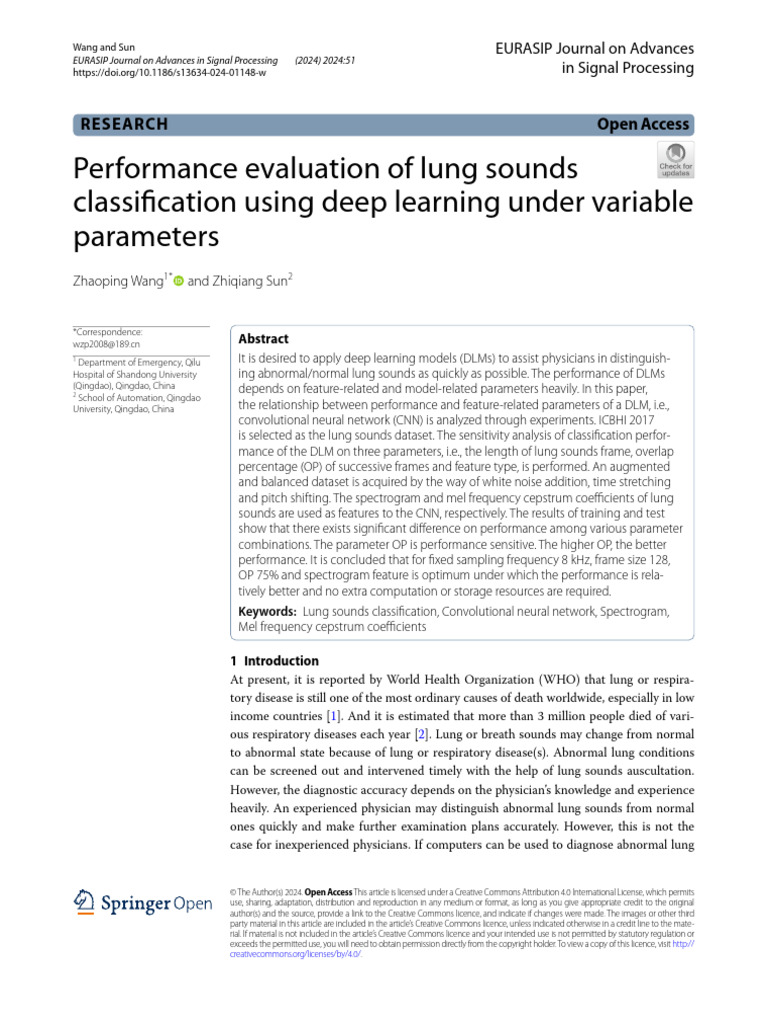 Deep Learning for Lung Sound Classification | PDF | Signal To Noise ...