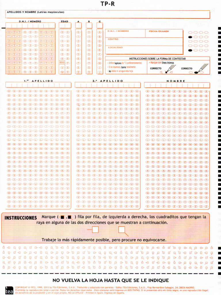 Toulouse E.Y H. Piéron TP - R Protocolo de Prueba | PDF