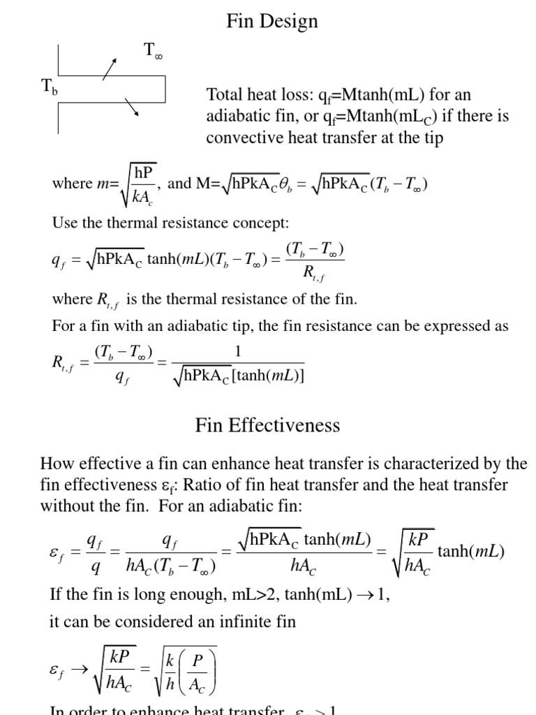 Fin Efficiency and Effectiveness in Heat Transfer | PDF | Heat Transfer ...