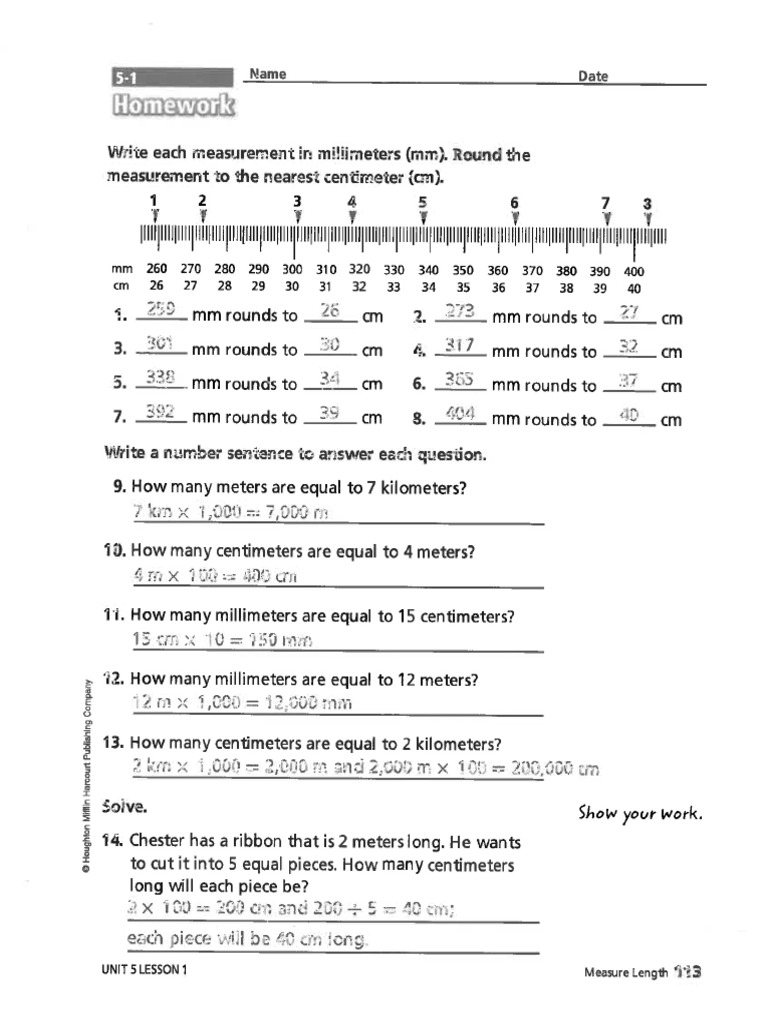 Unit 5-Homework and Remembering Answer Key | PDF