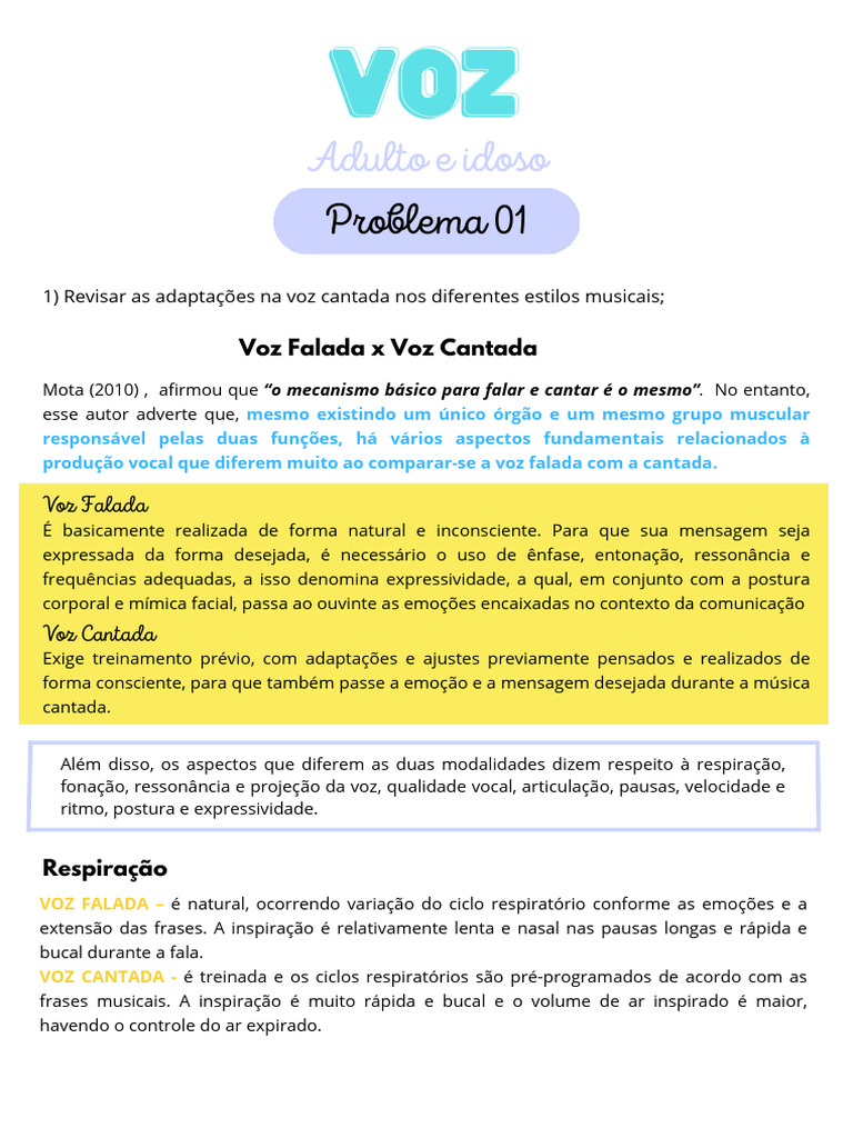 Diferenças entre Voz Falada e Cantada | PDF | Voz humana | Canto
