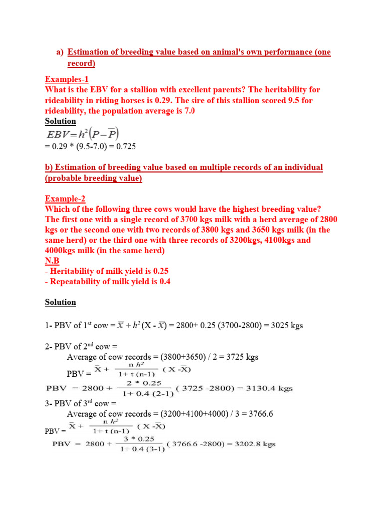 Breeding Value Estimation Techniques | PDF