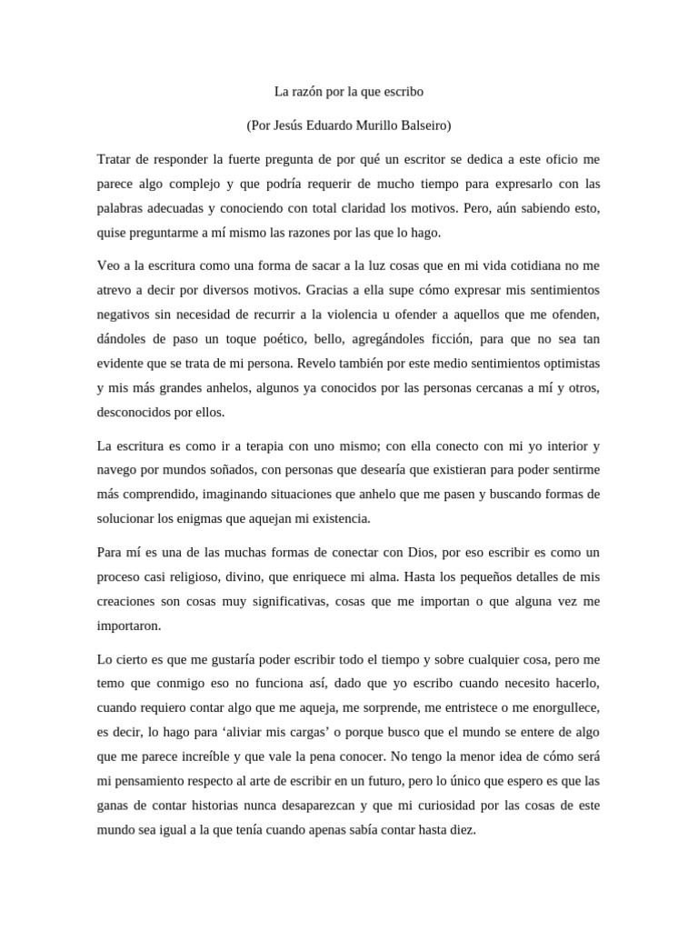 La Razón Por La Que Escribo | PDF