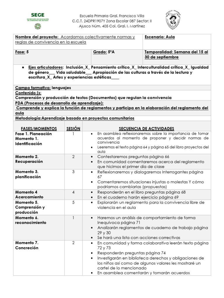 Normas de convivencia en la escuela | PDF | Corazón | Aprendizaje