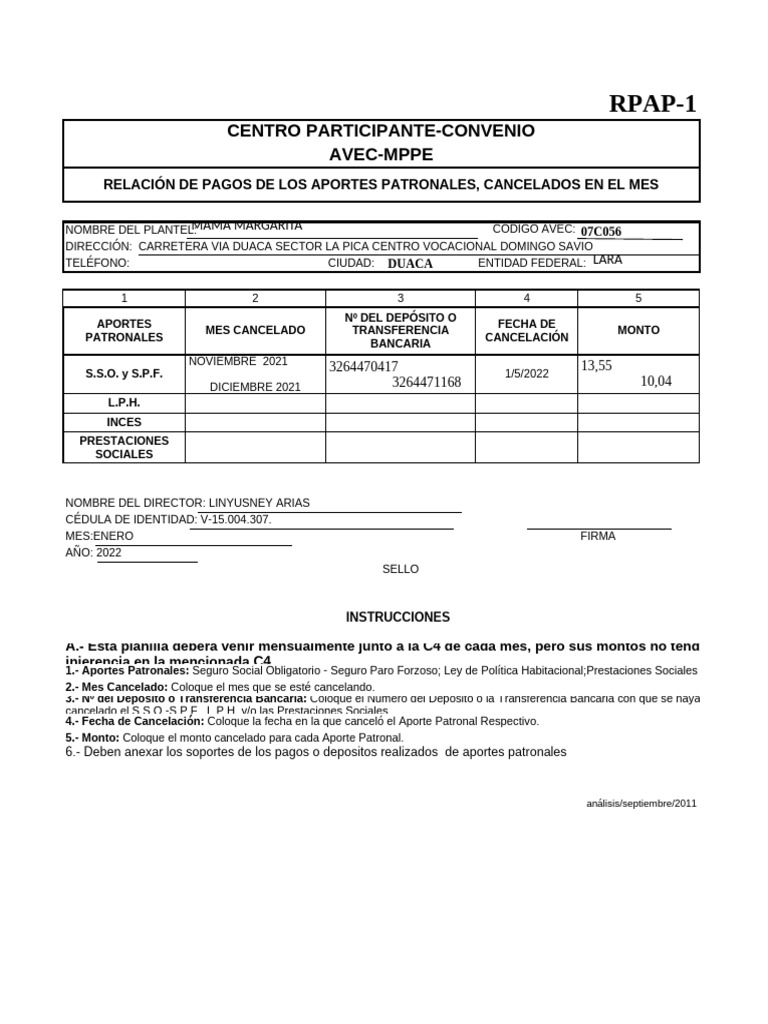 15 RPAP-Relación Pago Aportes Patronales OCTUBRE 2024 | PDF | Economía ...